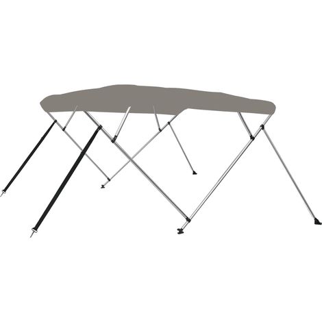 Bimini-Vordach mit 4 Bögen grau 243x180x137 cm