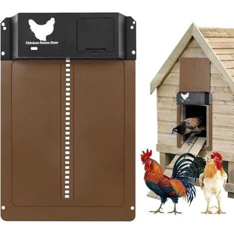 Porte de poulailler automatique solaire, porte de poulailler automatique à batterie, porte automatique pour poulailler, étanche avec capteur de lumière (1/4)