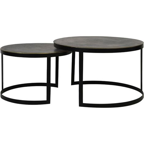 Duo tables Gigognes en Bronze Métal 76x76x46cm