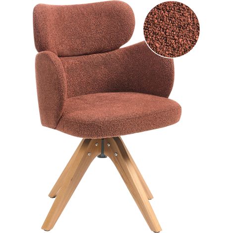 Silla de comedor giratoria respaldo curvo de bouclé naranja Marcy (1/5)