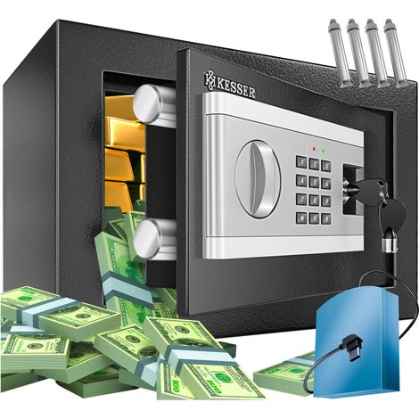 KESSER® Caja fuerte eléctrica Incl. caja de baterías Caja fuerte electrónica 3x cerradura doble Caja fuerte de suelo Caja fuerte para muebles Iluminación interior S (1/5)