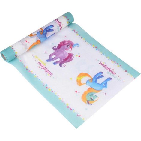 Chemin de Table Jetable "Poney" 28cmx5m Blanc
