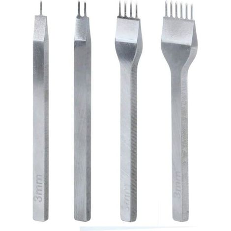 4 Pcs Kit Outils Perforatrice, 3mm DIY Cuir Kit, Outils Perforatrice Artisanat du Cuir Griffe Perforateur (1/5)