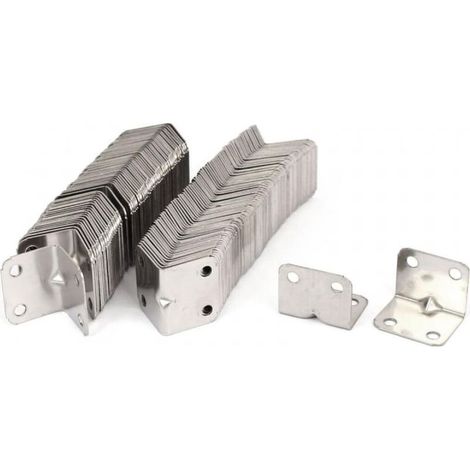 Équerre de fixation pour meubles argentée 20 x 20 x 30 mm, 100 pièces (avec vis) (1/4)