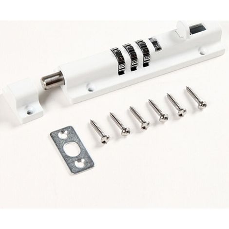 Verrou pour portail, verrouillage par combinaison mécanique – Plus besoin de clefs – Parfait pour portails, hangars, tout espace de stockage et toute porte(Blanc) (1/4)