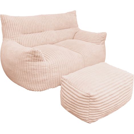 Fauteuil pouf double avec repose-pieds en mousse haute densité pour adultes, ado et enfants (1/5)