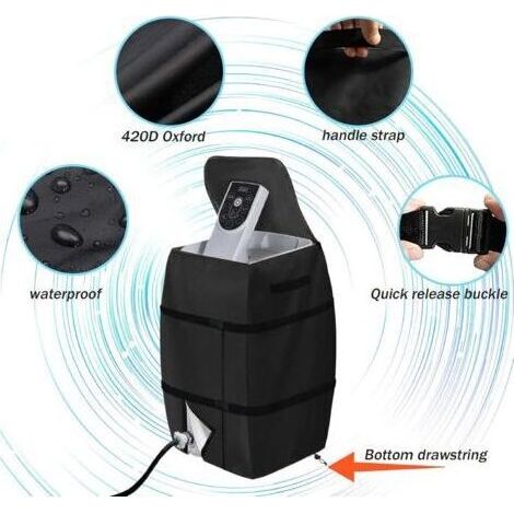 Housse de Chauffage pour Spa, 42 x 38 x 54 cm, étanche, abri pour Spa, auvent Pliable et réglable avec Cordon de Serrage et Boucle, Housse de Spa Portable avec Sangle de poignée(Noir) (1/3)