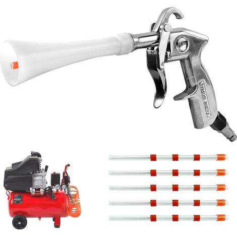 let de Nettoyage à Air Comprimé, 6-9,2 Bar Pistolet Air Comprimé, Haute Pression Soufflette Air Comprimé avec 5 Tubes, pour Nettoyer les Voitures, Les Sols et Les Plafonds (1/5)