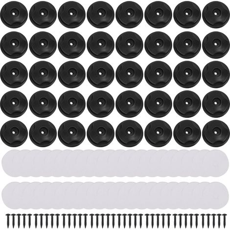 Lot de 40 crochets pour filet de rangement de coffre de voiture. Crochet rond polyvalent pour filet de remorque avec vis. Bande adhésive double face pour bâche de remorque. Poche pour filet de coffre. (1/5)
