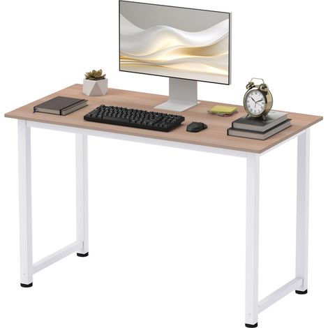 Computer-/Esstisch 120 x 60 x 76 cm, Weißeiche, multifunktional, große Tischplatte, stabiles Metallgestell