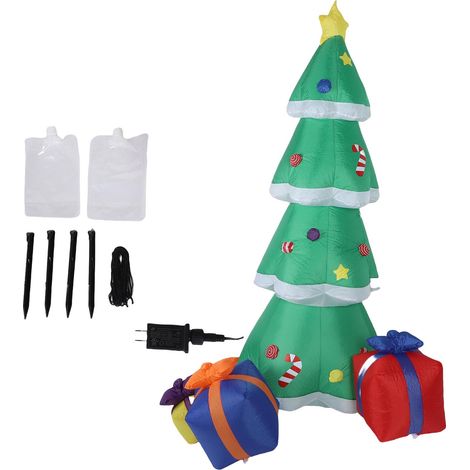 Décoration extérieure de sapin gonflable de 6,9ft blow up jardin decor avec lumière LED pour jardin de fête patio pelouse US prise 100-120V, éclairage pour la maison (1/5)