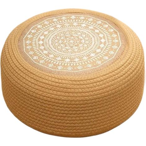 Meditation Floor Pillow, Round Straw Seat Cushion Pad, Breathable Hand-Woven Tatami Mat, Footstool for Temple, Yoga Practice, Home Meditation, Relaxation Seating, 7.87 inches (1/5)