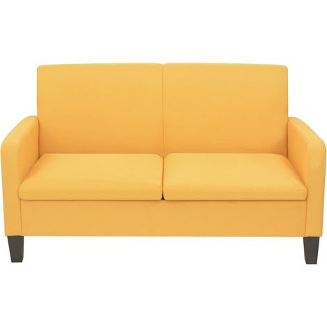 Divano a 2 Posti Sofa 135x65x76 cm Giallo (1/5)