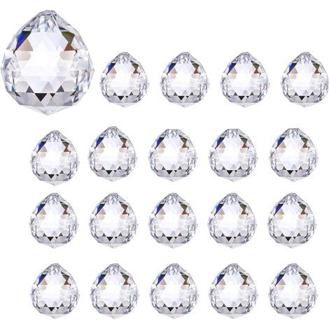 Boules de Cristal,20 Pièces Attrape-Soleil Transparents de 20 mm,Prismes Scintillants à Suspendre,Boule de Cristal Clair pour Décoration de Fenêtre,Artisanat,Mariage,Décoration (1/5)