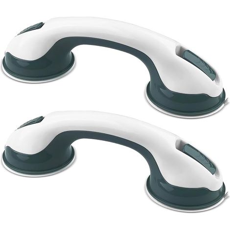2 Pcs Poignée Ventouse, Baignoire Sécurité Poignée, Sans Perçage Amovible, Barre d'Appui WC Douche, Barres d'Appui Salle Bain Antidérapante pour Enfants Personnes, Âgées, Handicapés (Vert) (1/5)