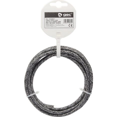Cavo tessile 2.5M (2x0.75mm) Nero/Grigio