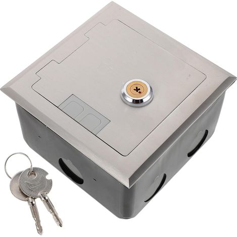 Boîte de Protection Étanche Encastrée Acier Inoxydable avec Serrure pour Prise de Sol Encastrable Couverture Flush pour Câble Accès Facile et Sécurisé pour Bureaux et Banques (1/5)