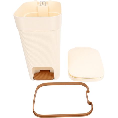 Poubelle de grande capacité, double méthode, couvercle ouvert, presse à ordures, fonction de fermeture silencieuse, pour la maison, la cuisine, la salle de bain, la chambre à coucher, 20 L (1/5)