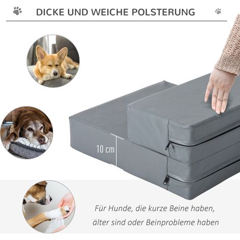 Escabeau pliant pour chien et chat, aide d'accès 20 cm de hauteur, 2 marches pour lit, canapé, sofa et voiture, gris (1/5)