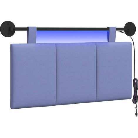 Testiera  Testata del letto sospesa Con luce LED Blu jeans Tessuto (1/5)