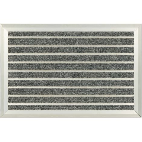 Relaxdays Zerbino in Alluminio 60x40 cm, Tappetino Cattura-sporco da Esterno, Tappeto Porta Ingresso, Door Mat, Grigio (1/5)