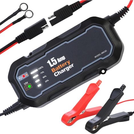 Cargador de batería inteligente de plomo-ácido para coche y motocicleta de 1,5 A, 100 V-240 V, 18650