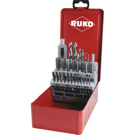 RUKO juego machos de roscar a mano HSSE-Co5 en casete industrial - 29 piezas - 245003E