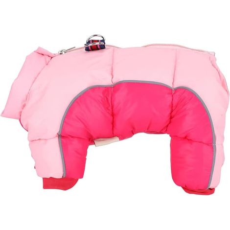 Vêtements d'hiver pour chien : coupe-vent et chauds  Fermeture éclair au dos et anneau en D  Coutures réfléchissantes pour une meilleure visibilité nocturne  Veste rose pour petits chiens (1/5)