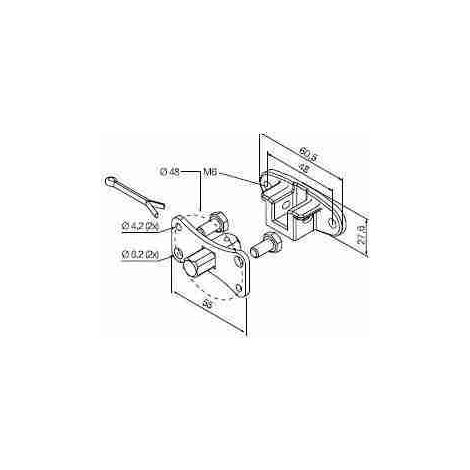 Nice 525.10058 - Staffa Perno quadro 10 mm + staffa a sella, con fori M6 a interasse 48 mm