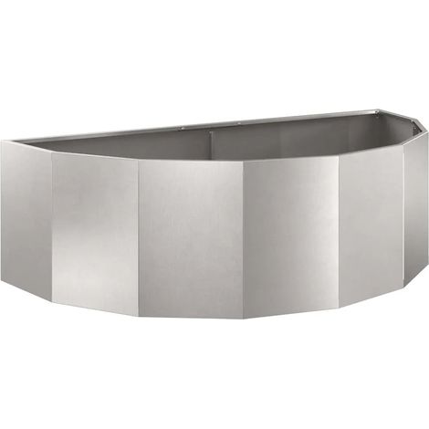 Fioriera semi-rotonda moderna da esterno 120 x 60 x 35 cm facile da mantenere design contemporaneo in acciaio inossidabile argento 020052926