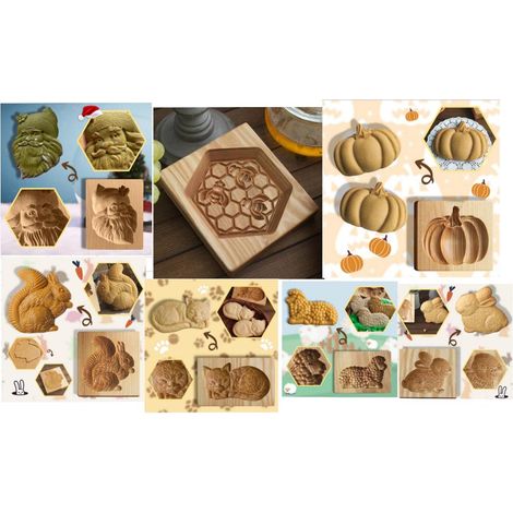 Weihnachtskuchenform aus graviertem Himbeerholz, Lebkuchenschaf-Ausstecher, Einheitsgröße (1/3)