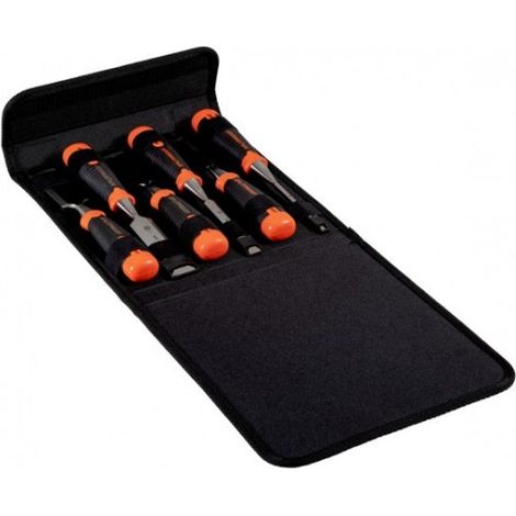 BAHCO - Jeu de ciseaux à bois anti-fissures ERGO™ - 6 pcs/pochette en polyester (1/7)