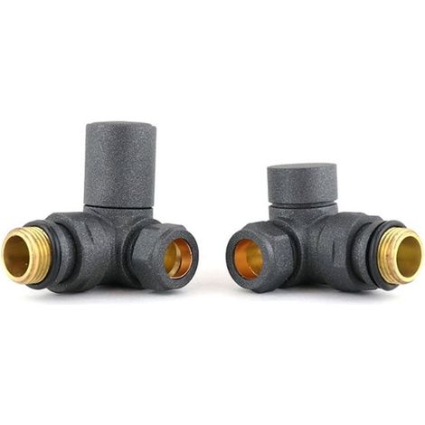 Heatwave Round Anthracite Corner Radiator Valves Pair (1/2)