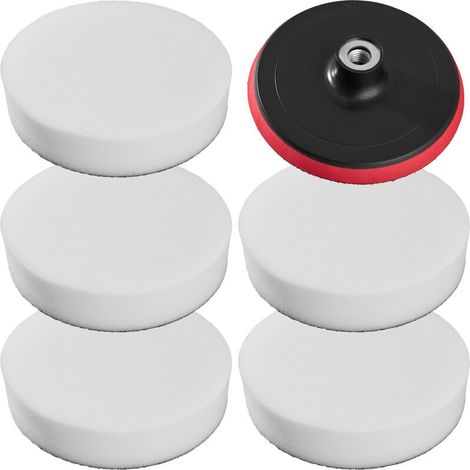Lot de 5 éponges polissage soft et 1 disque en plastique blanc (1/4)