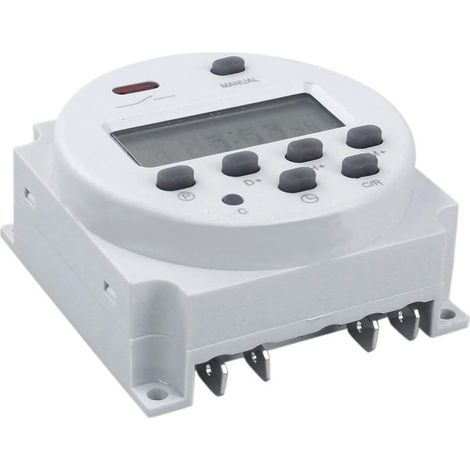 CN101 Minuterie numérique 12 V DC/AC, interrupteur de relais de temps programmable LCD pour prises électriques Blanc- (1/3)