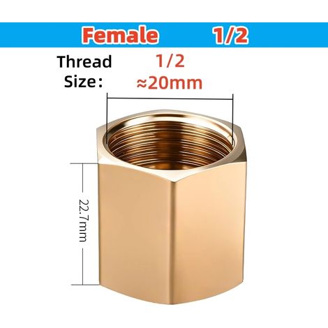 Raccord de tuyau en laiton (1 pièce) pour tuyau en cuivre, raccord hexagonal, coupleur, connecteur rapide, filetage femelle 1", réducteur pour eau, carburant et gaz. (1/5)