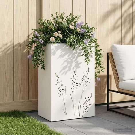 vidaXL Macetero de Jardín Blanco 50 x 30 x 75 cm (1/5)