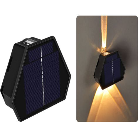 Solarbetriebene LED-Außenzaunleuchte, solarbetriebene Mauerwerksleuchte oben und unten (1/2)