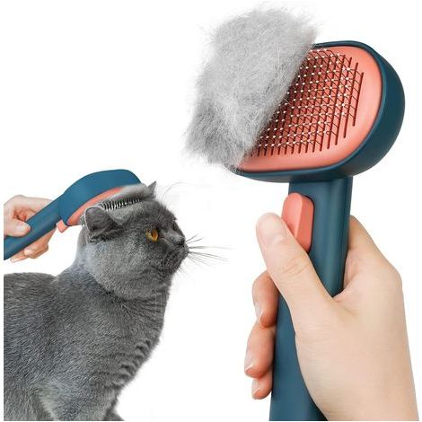 Cat Brush Dogs, Self-Cleaning Cat Brush for Cats Dogs Long Short Hair in One-Touch Design, to Effectively Remove up to 95% of Dead Hair and Tomentose Hair (GREEN) (1/5)