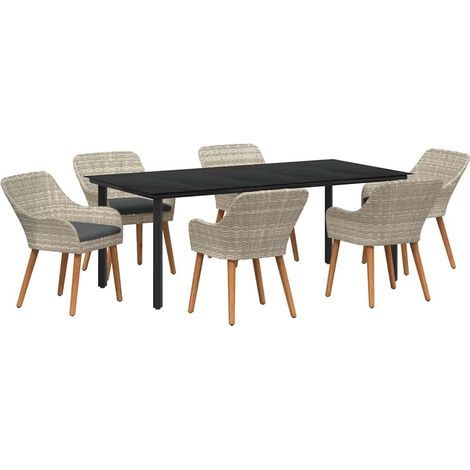 Maison Exclusive - Garten Essgruppe mit Kissen 7 pcs Hellgrau Pol