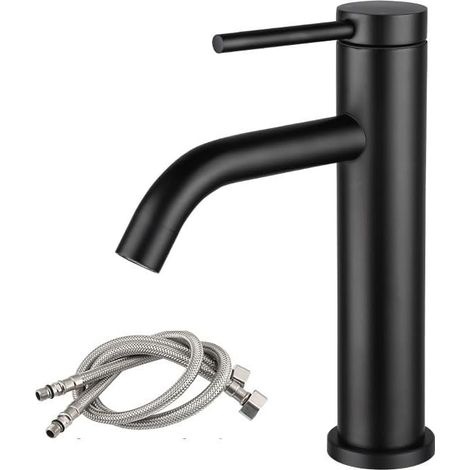 Mitigeur pour vasque - A21110B - inox - noir - rotation 360° (1/5)