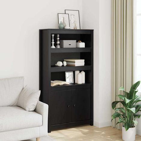 Aparador alto madera maciza de pino negro 80x35x154 cm (1/4)