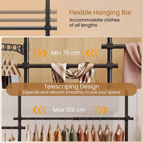 Pour dressing ou location sans perçage, rangement modulable avec portant sol-plafond et étendoir pliable (1/5)