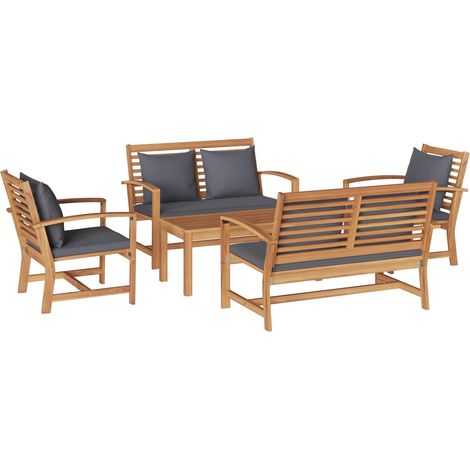 Maison Exclusive - Gartensofa-set 5 pcs Natur Massivholz Teak
