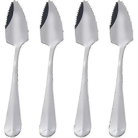 4 cuillères dentelées en acier inoxydable. Cuillère à pamplemousse. Cuillère à dessert. Coffret de cuillères dentelées EQZ (1/5)