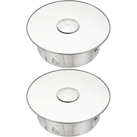 Lot de 2 Bouchon pour Tuyau, Cache-trou de cheminée, Cache Tuyau, Couvercle De Trou De Cheminée,Bouchon Cheminée Perforé en Acier Inoxydable Ø 75mm Profondeur 42mm, argent (1/5)