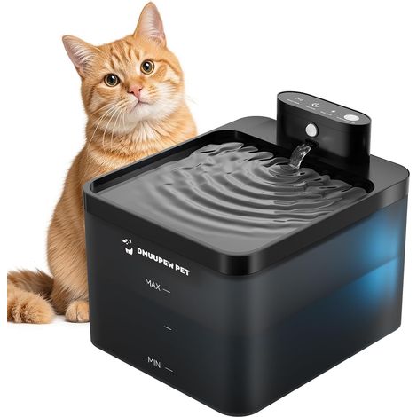 Fontaine à Eau pour Chat à Activation Automatique, silencieuse et sans Fil, 2.2L à Filtration Multiple résistante aux éclaboussures pour intérieur/extérieur (1/5)