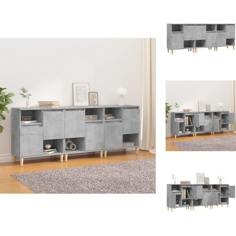 The Living Store Sideboards 3 Stk. Betongrau 60x35x70 cm Holzwerkstoff - Holzbeine (1/5)