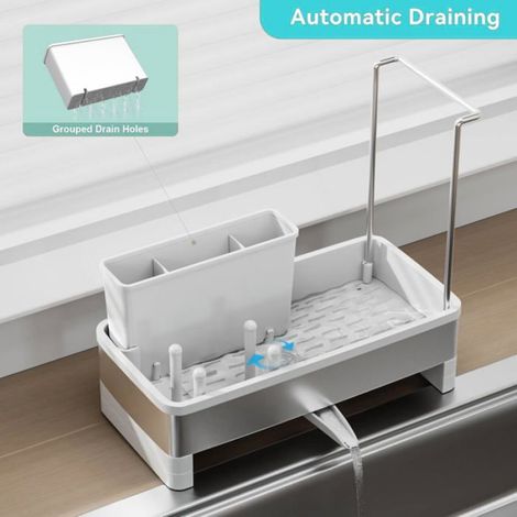 Organisateur D'Évier - Bac D'Écoulement Automatique - Pour Évier Cuisine - 1 Pièce (1/5)