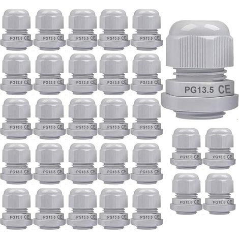 30pcs Presse-étoupes, PG13.5 Connecteurs de Câble IP68 étanches, M20×1.5 Collier Plastique Connecteu 6-12 mm, Glandes de Câbles pour la Maison/Jardin/Éclairage d'extérieur Câble(Blanc)